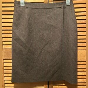 Grace Brown Wool Wrap Skirt with Crimson Red Pinstripes